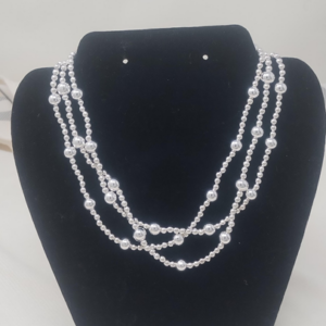 3 layer sterling silver hematite choker necklace