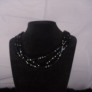 Black onyx beads/Bicone spacer 3 layer chocker necklace