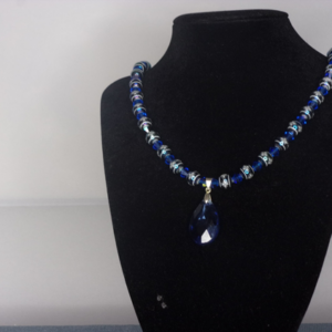 Blue Sapphire teardrop/snowflake/Metallic blue bicone spacer beads