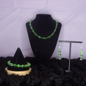 Peridot Rondell/Bicone spacer necklace set