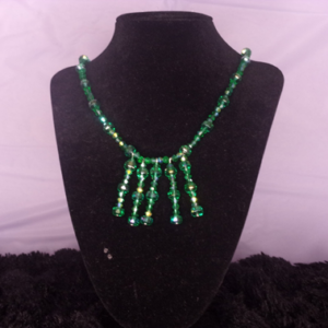 Lady elegance Hunter green Peacock Blue dangler bicone spacer necklace